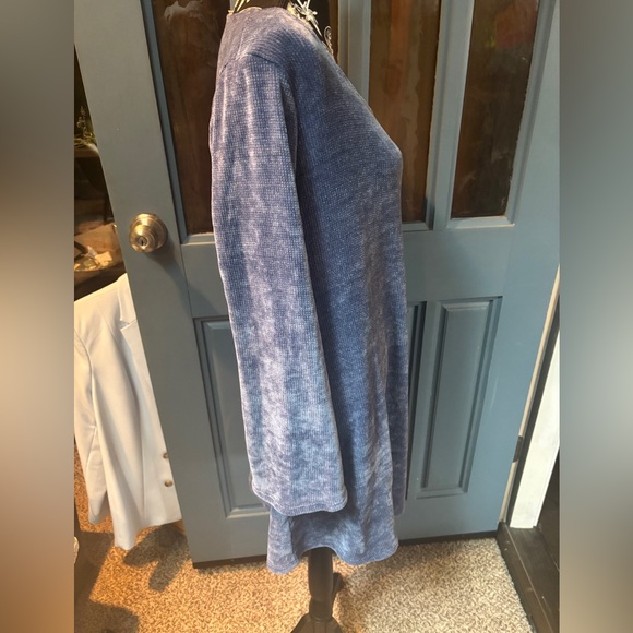 EARTHBOUND Soft Blue Velvet Long Sleeve Dress - Picture 2 of 7